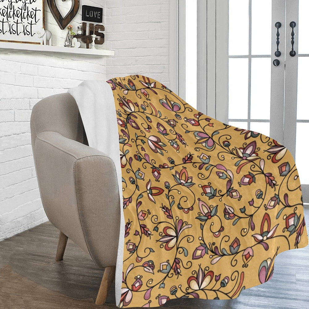 Burnt Sky Petals Gold Ultra-Soft Micro Fleece Blanket 60"x80"