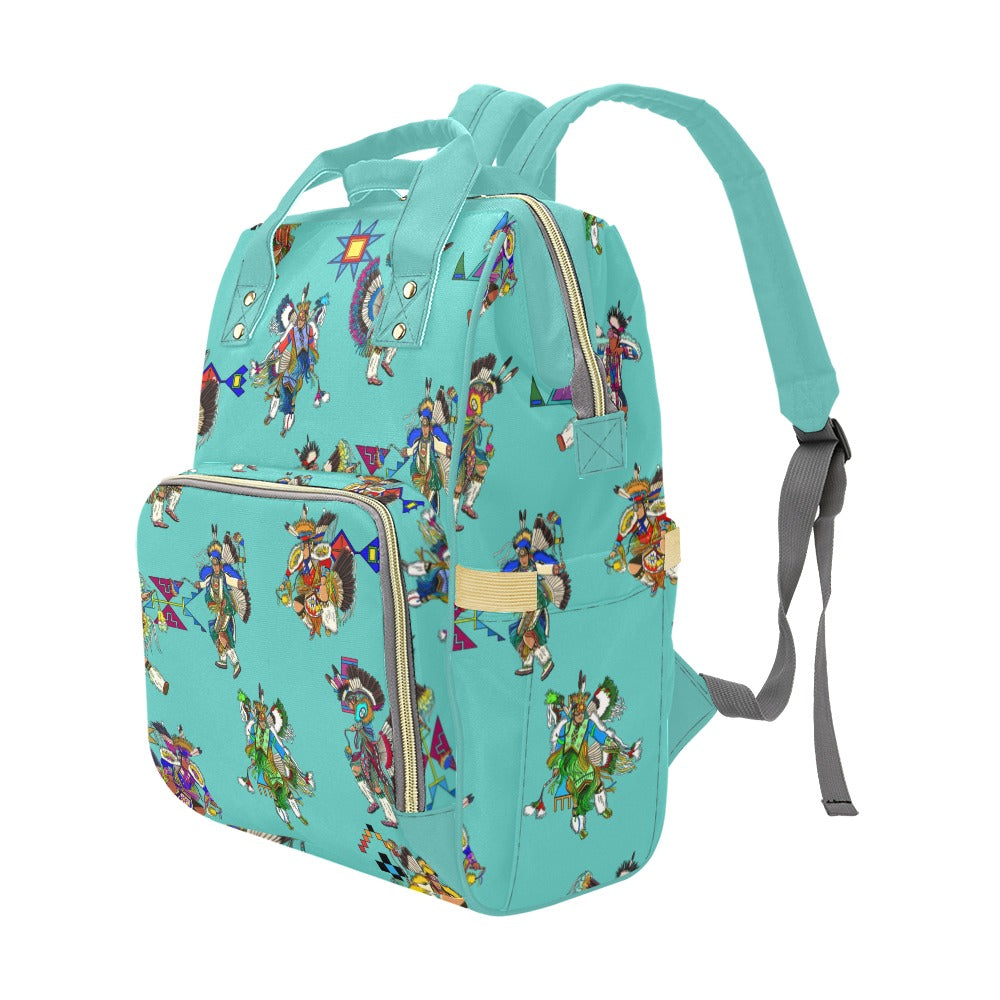 Men's Fancy Dancers Eggshell Blue Multi-Function Diaper Backpack/Diaper Bag