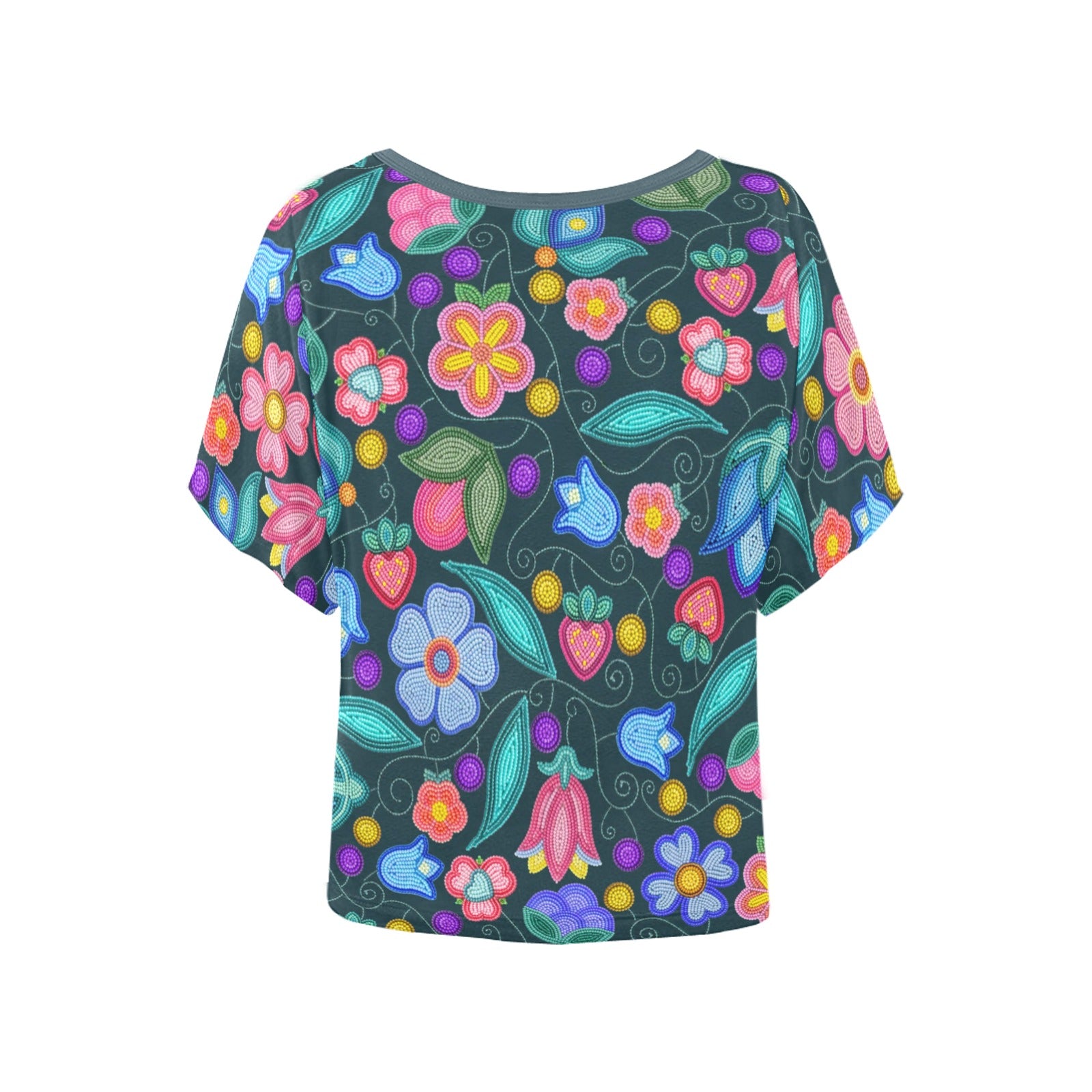 Sweet Offering Dark Teal Women's Batwing-Sleeved Blouse T-shirt
