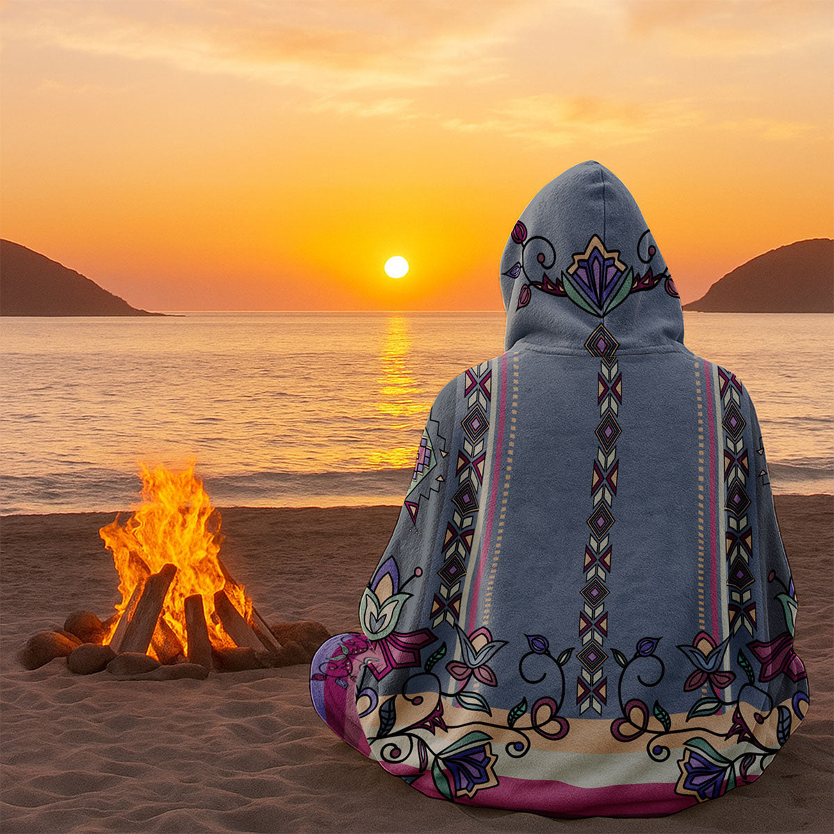 Moonlit Frost Women's Hooded Blanket