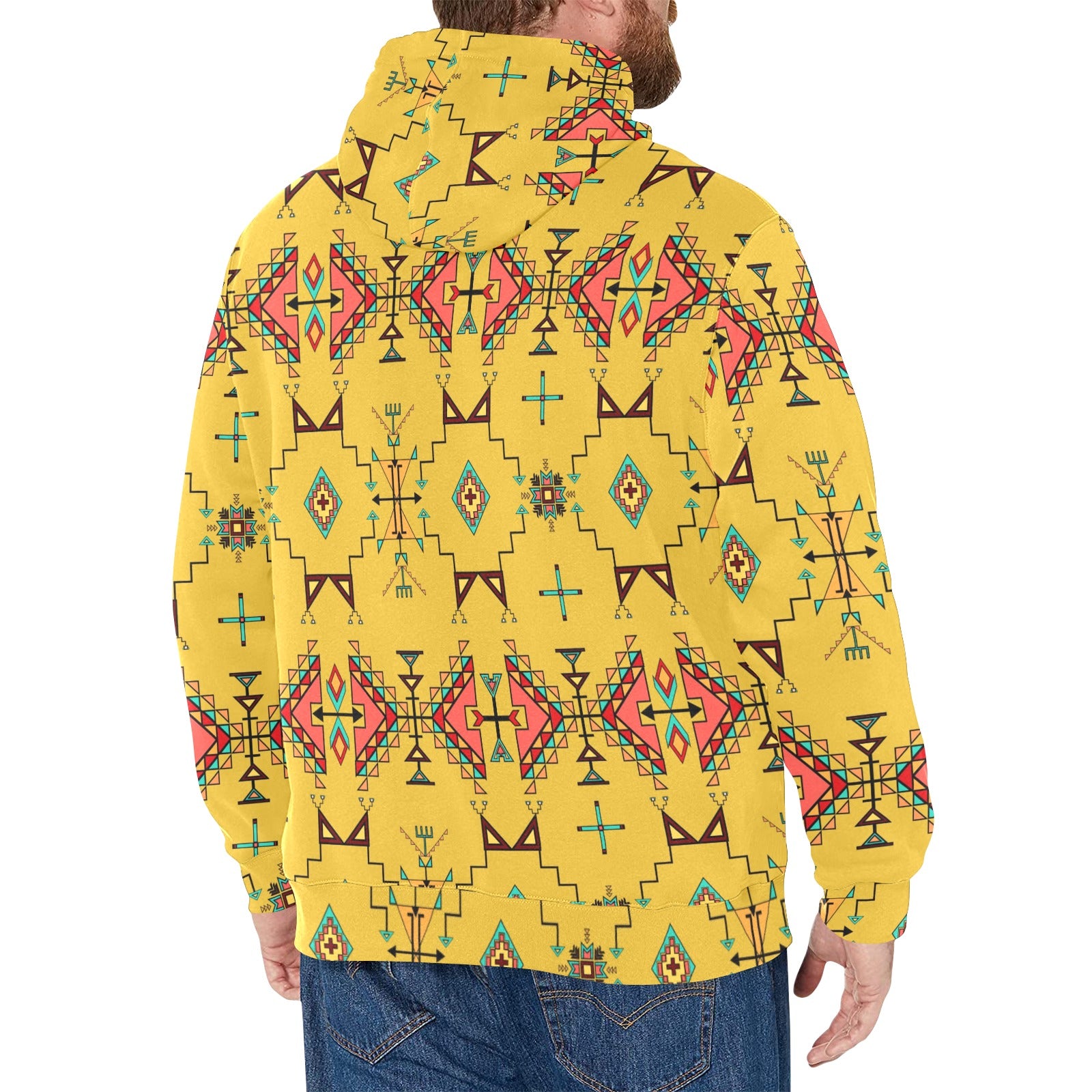 Thunder Flight Yellow Men's Long Sleeve Fleece Hoodie