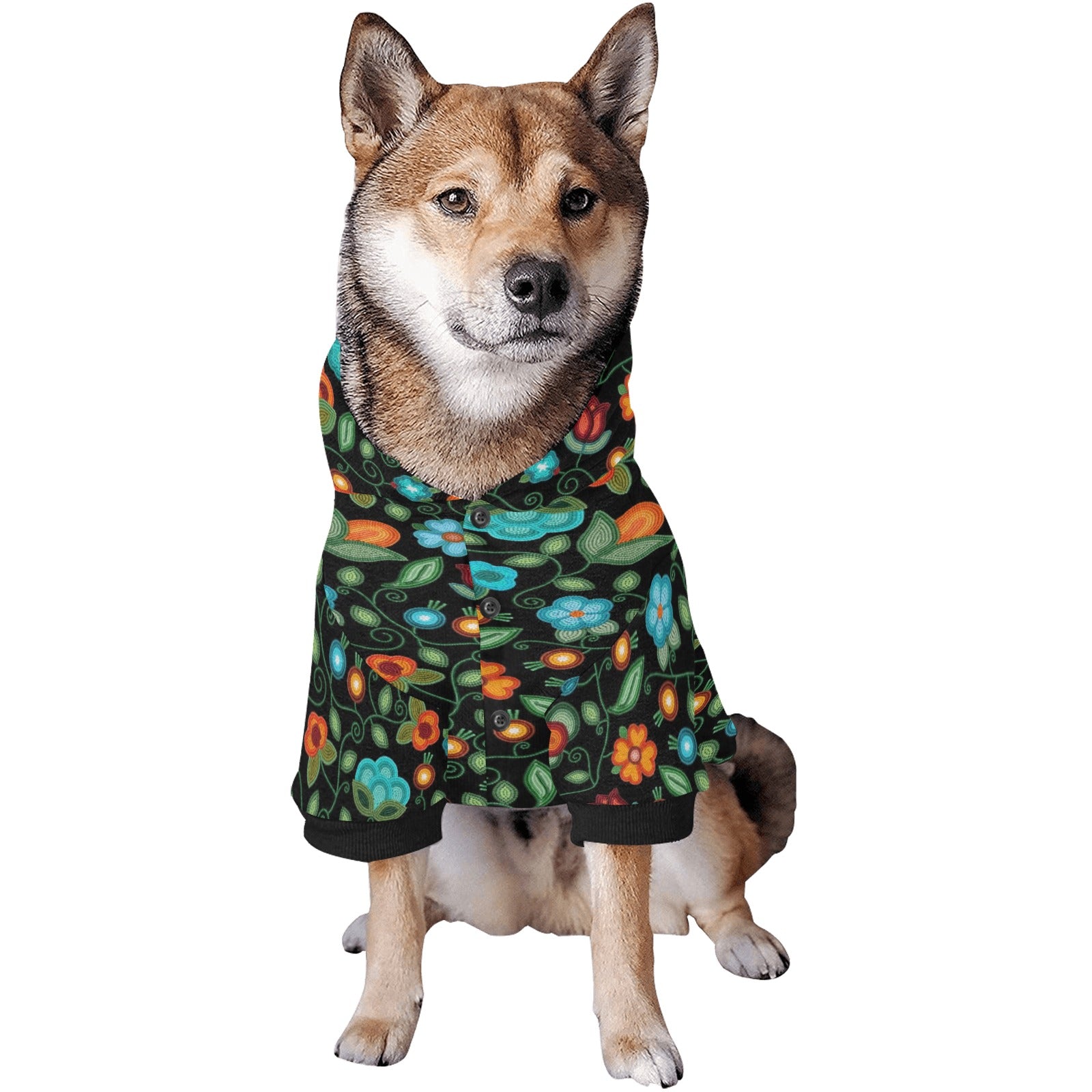 Prairie Fire Petals Black Pet Dog Hoodie