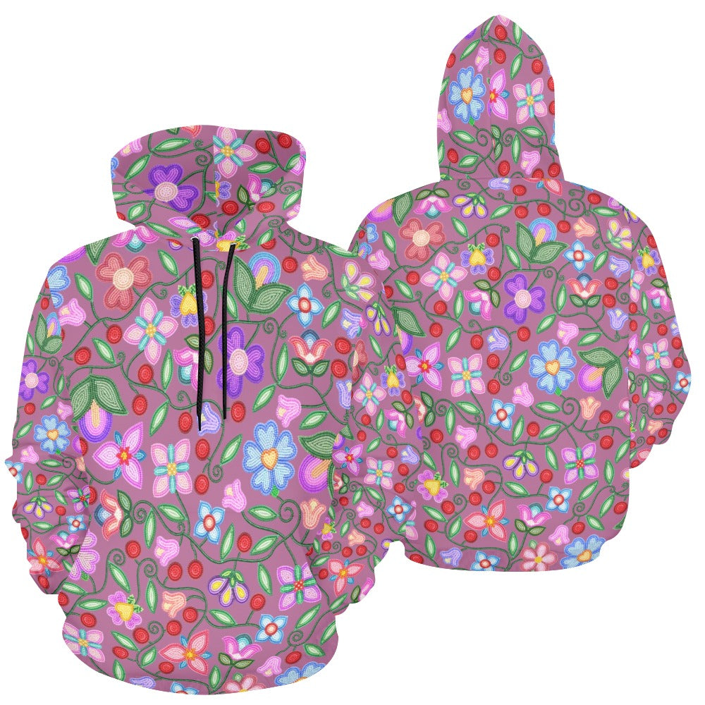 Petal Harmony Dusty Rose All Over Print Hoodie for Women (USA Size)