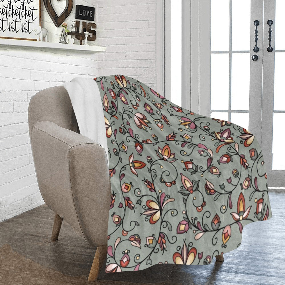 Burnt Sky Petals Green Ultra-Soft Micro Fleece Blanket 50"x60"