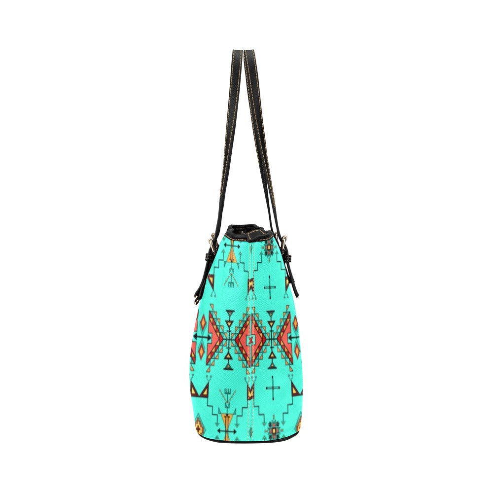 Thunder Flight Turquoise Leather Tote Bag/Large