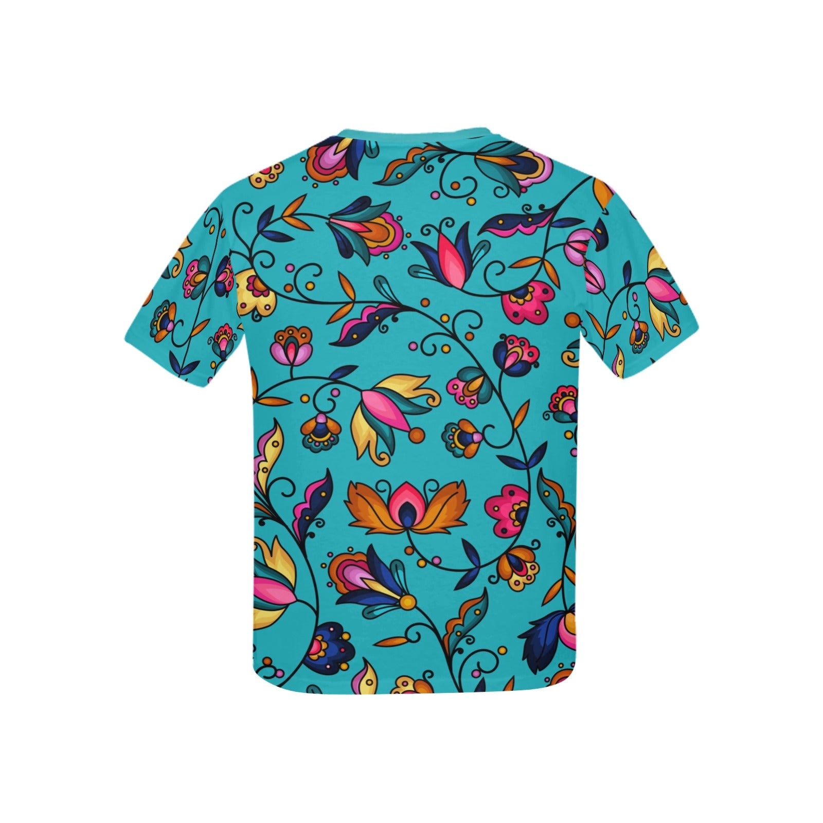 Copper Prairie Petals Turquoise Kids' T-shirt (USA Size)