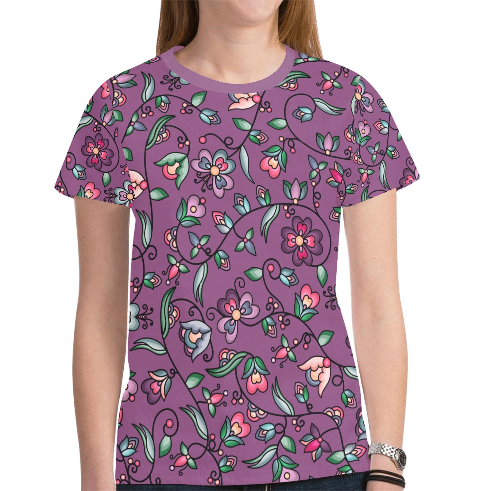 Amber Evening Garland Purple T-shirt for Women