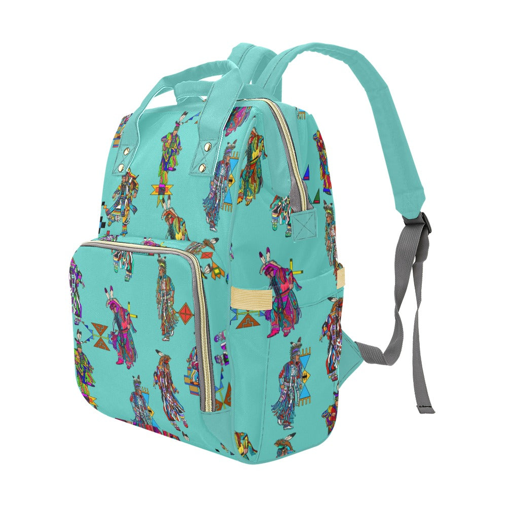 Men's Grass Dancers Eggshell Blue Multi-Function Diaper Backpack/Diaper Bag