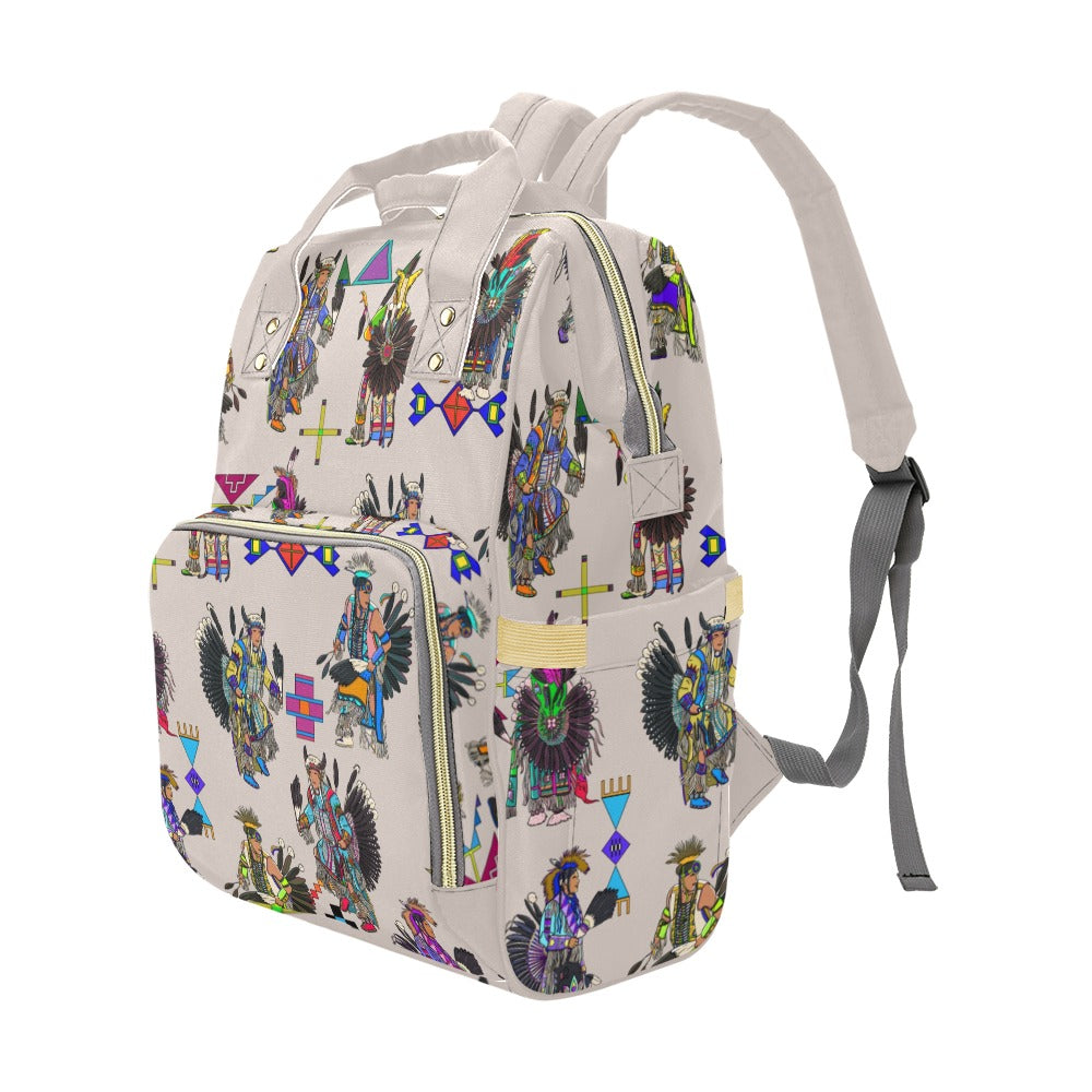 Men's Tradish Dancers Muslin White Multi-Function Diaper Backpack/Diaper Bag