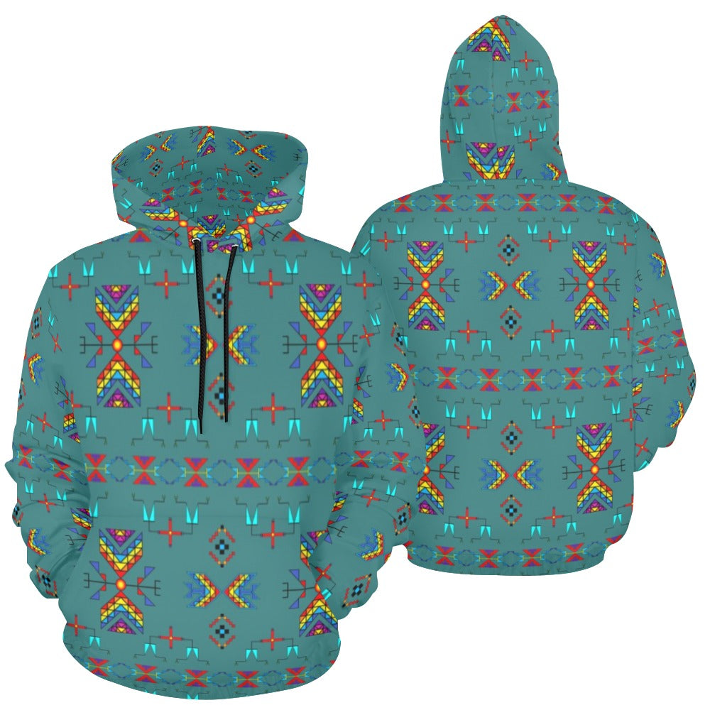 Rainy Chief Rainbow Teal Sky Hoodie for Men (USA Size)