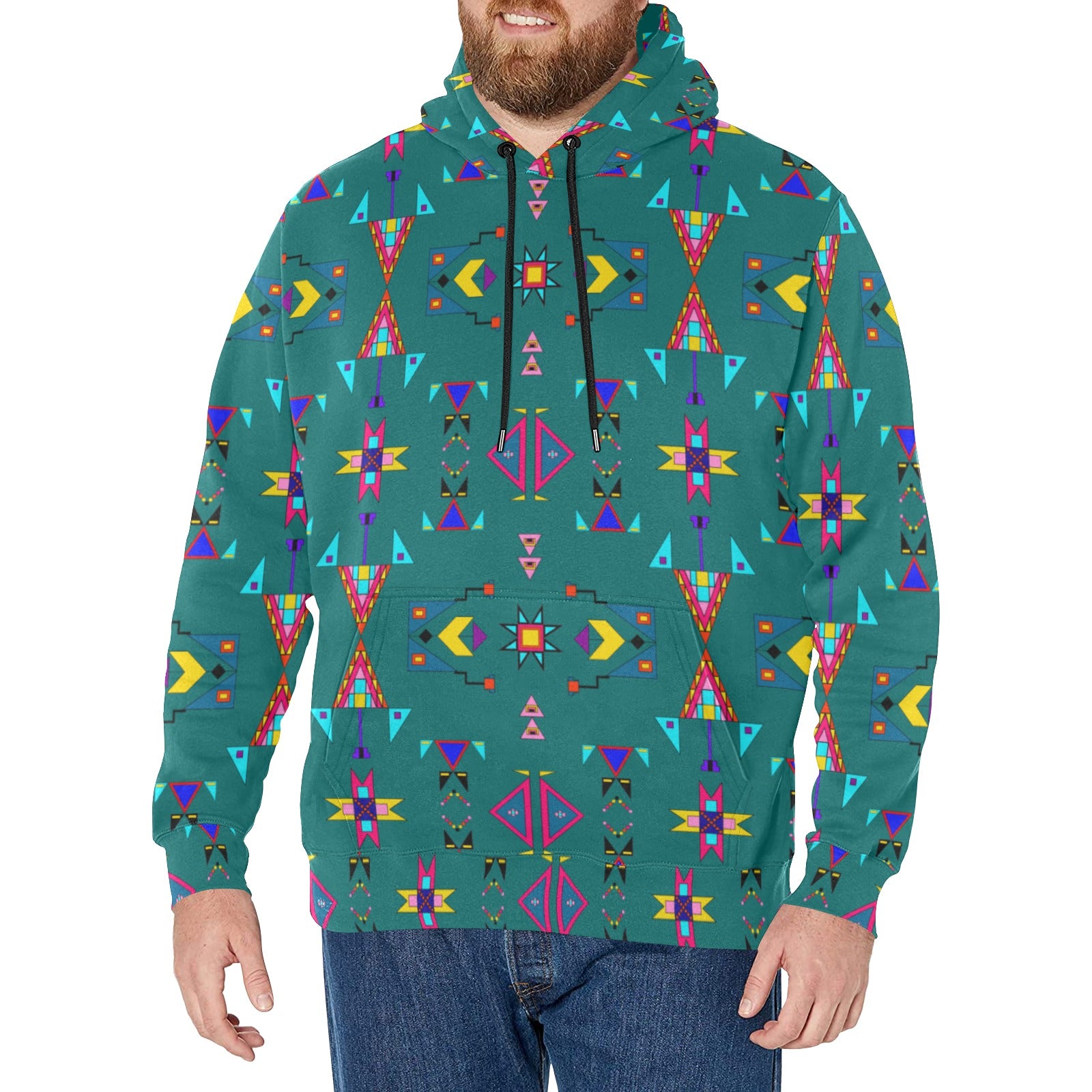 Enemy Territory Teal Men's Long Sleeve Fleece Hoodie