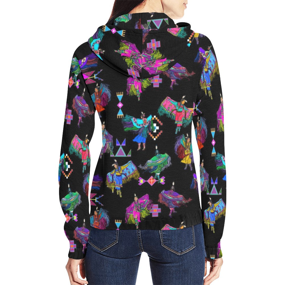 Women's Fancy Dancers Black Full Zip Hoodie for Women