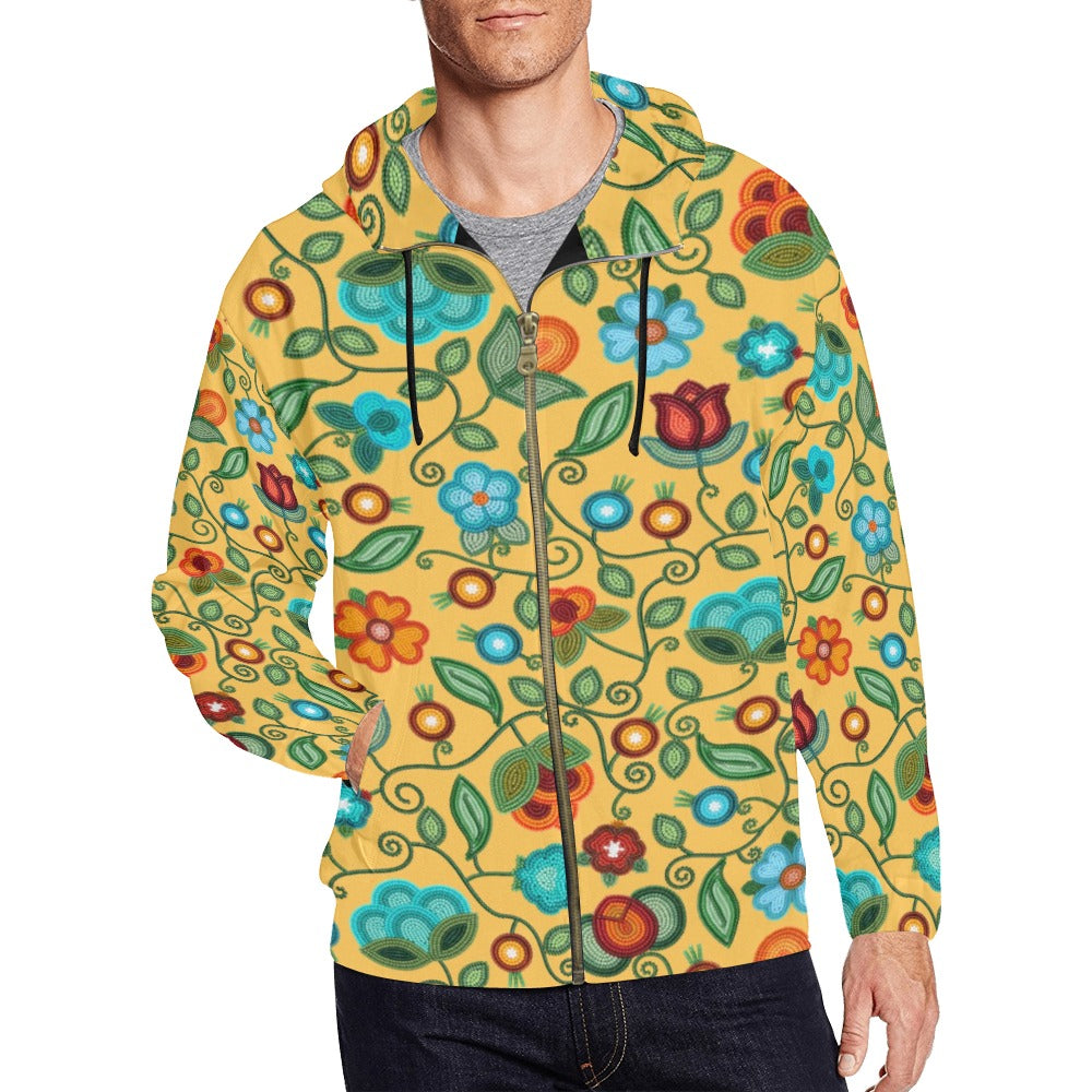 Prairie Fire Petals Honey Men's Zipper Hoodie