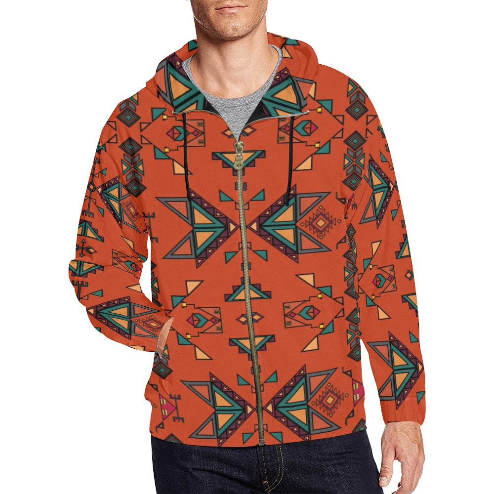 Arrow Dawn Orange Men's Zipper Hoodie