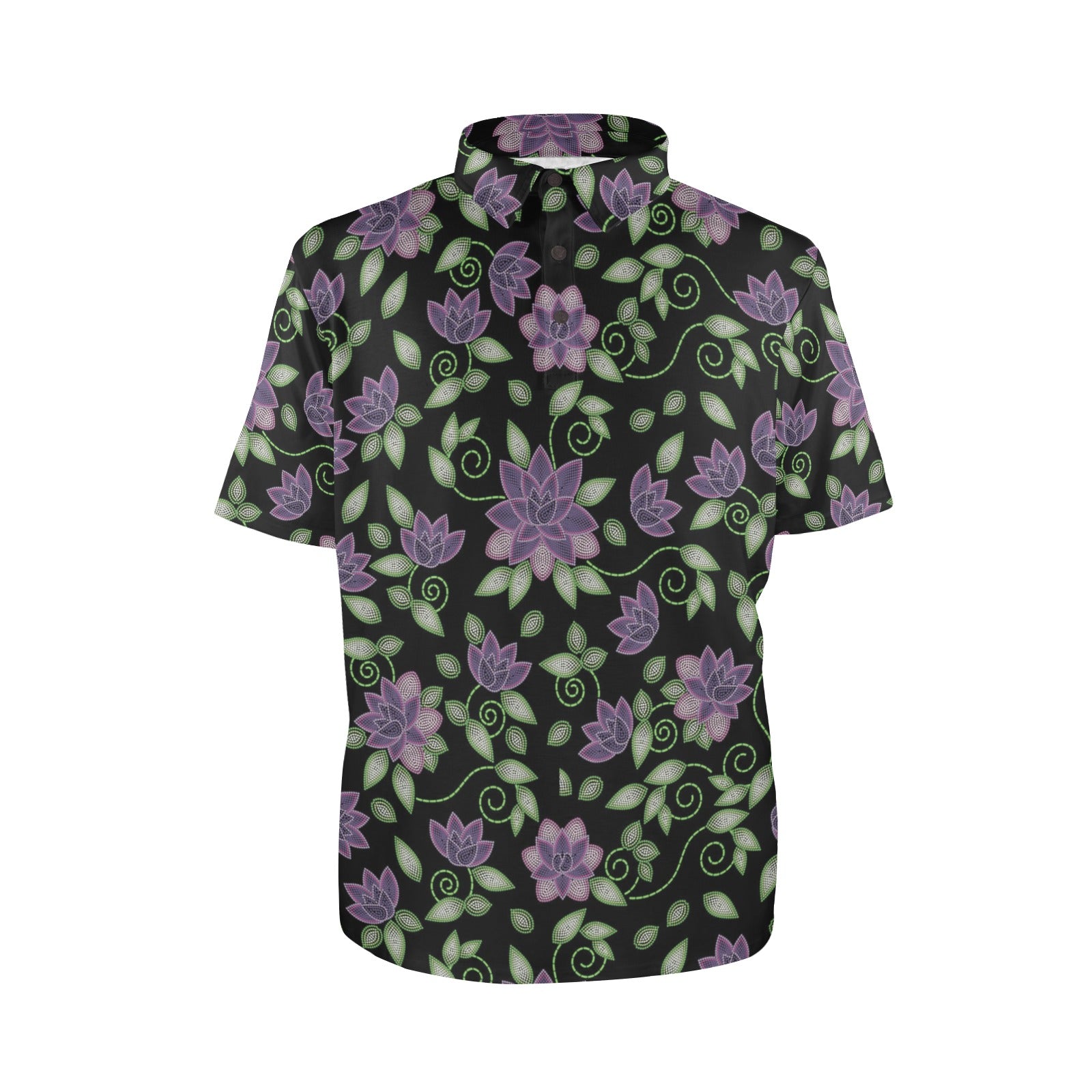 Purple Beaded Rose Polo Shirt