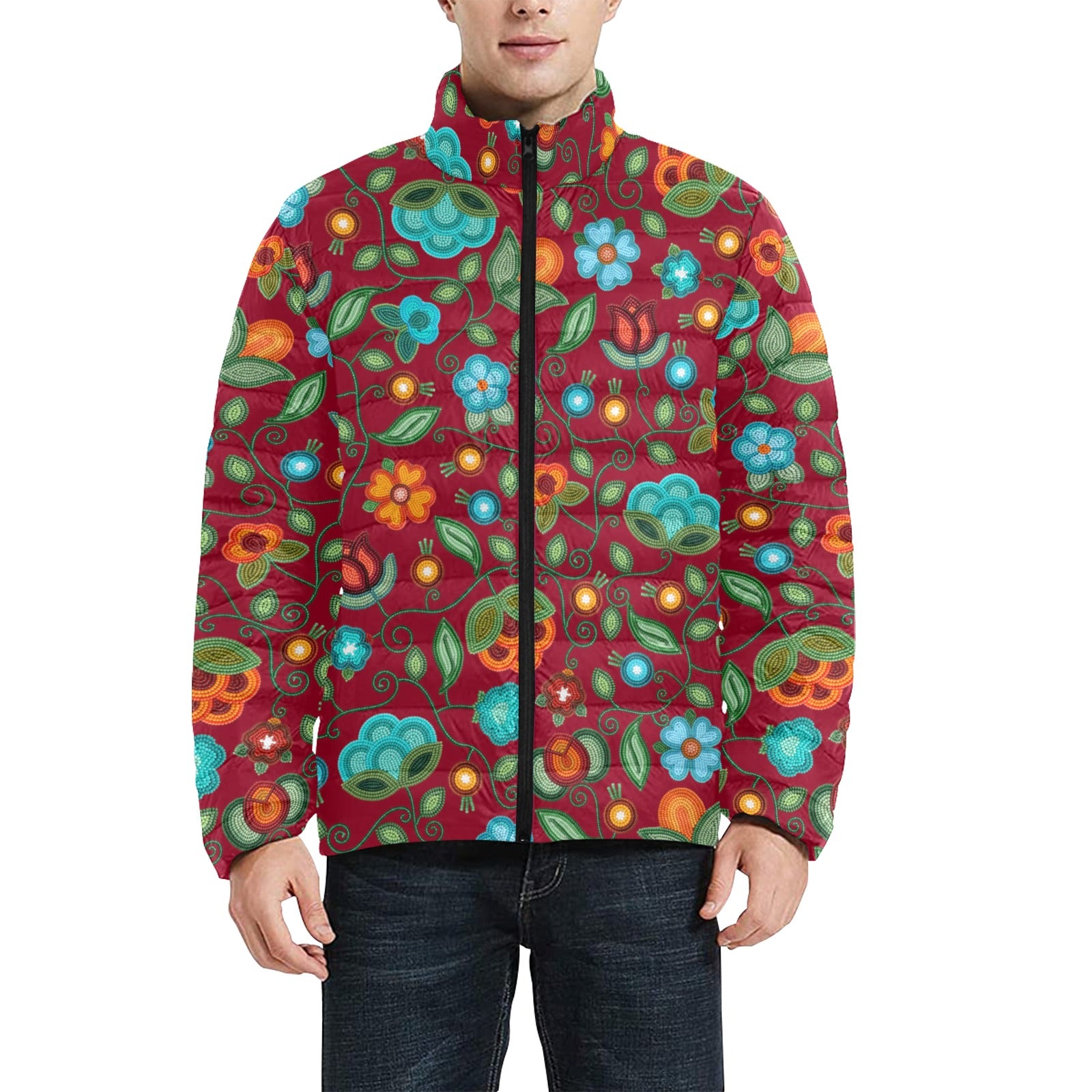 Prairie Fire Petals Red Men's Padded Jacket