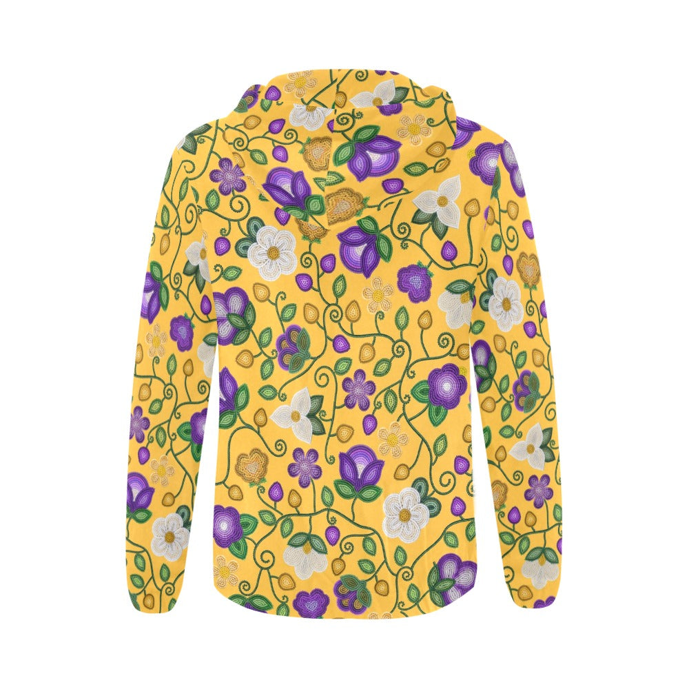 Midnight Moss Bloom Yellow Full Zip Hoodie for Women