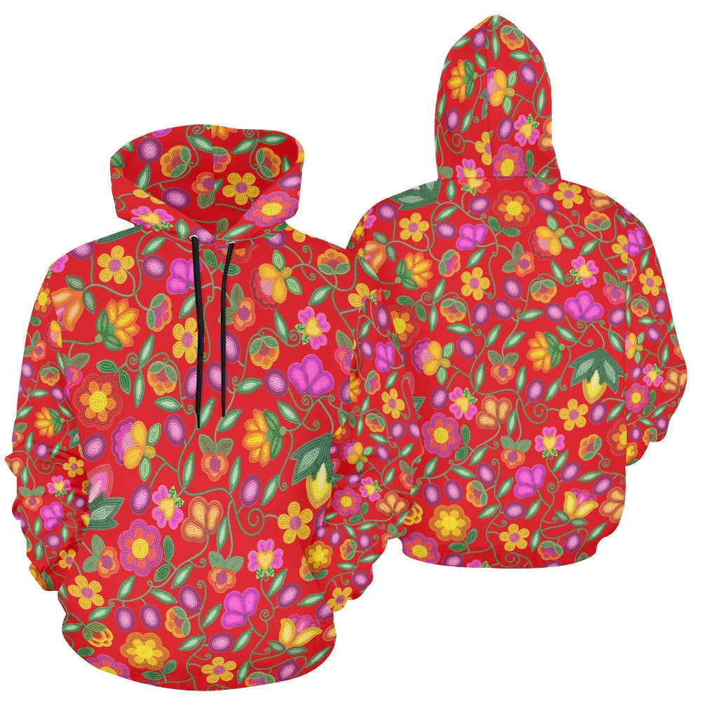 Boreal Bounty Red All Over Print Hoodie for Women (USA Size)