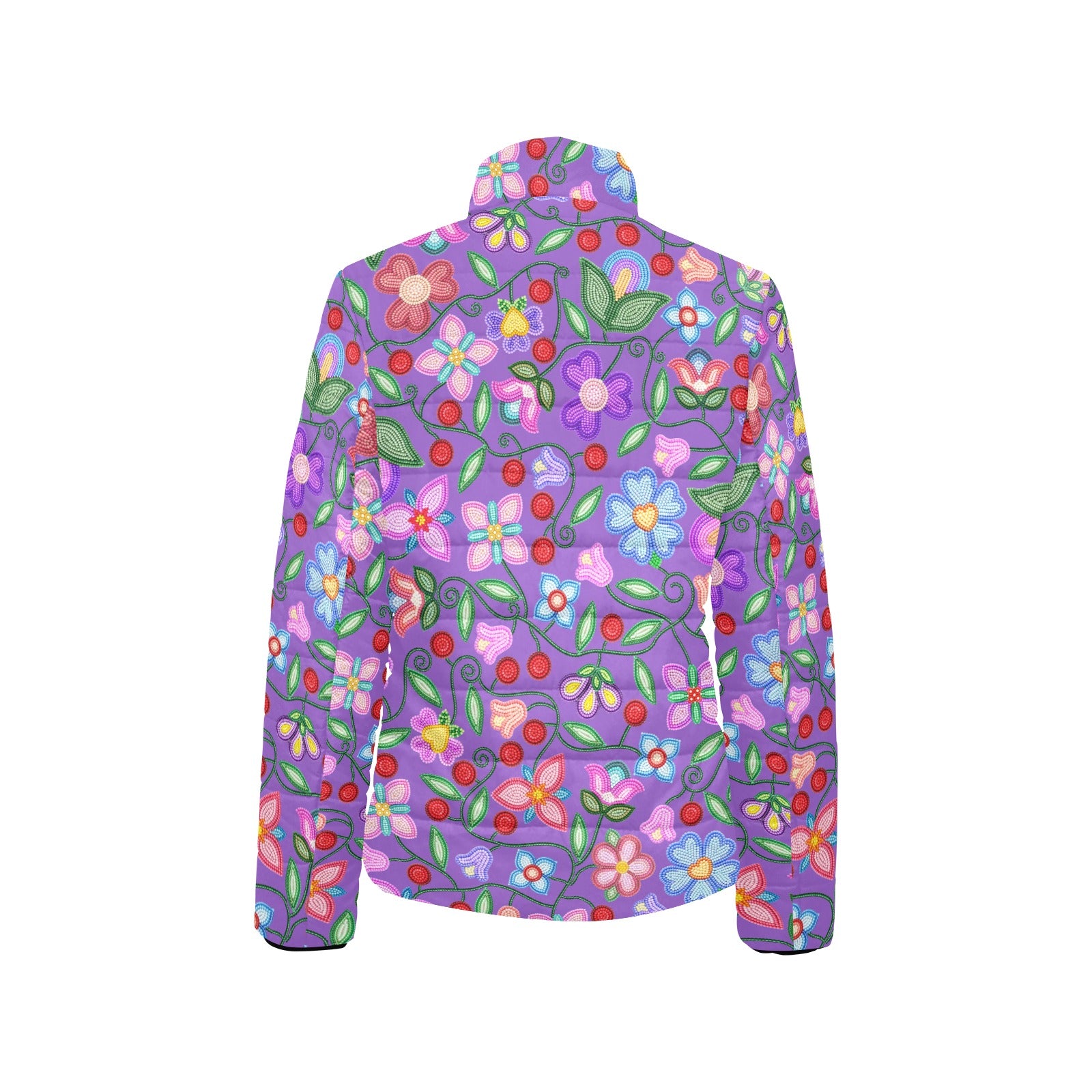 Petal Harmony Lavender Women's Stand Collar Padded Jacket