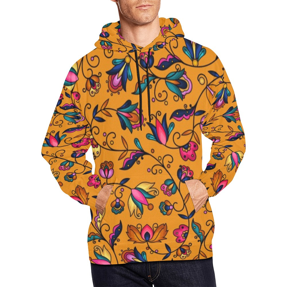 Copper Prairie Petals Orange Hoodie for Men (USA Size)