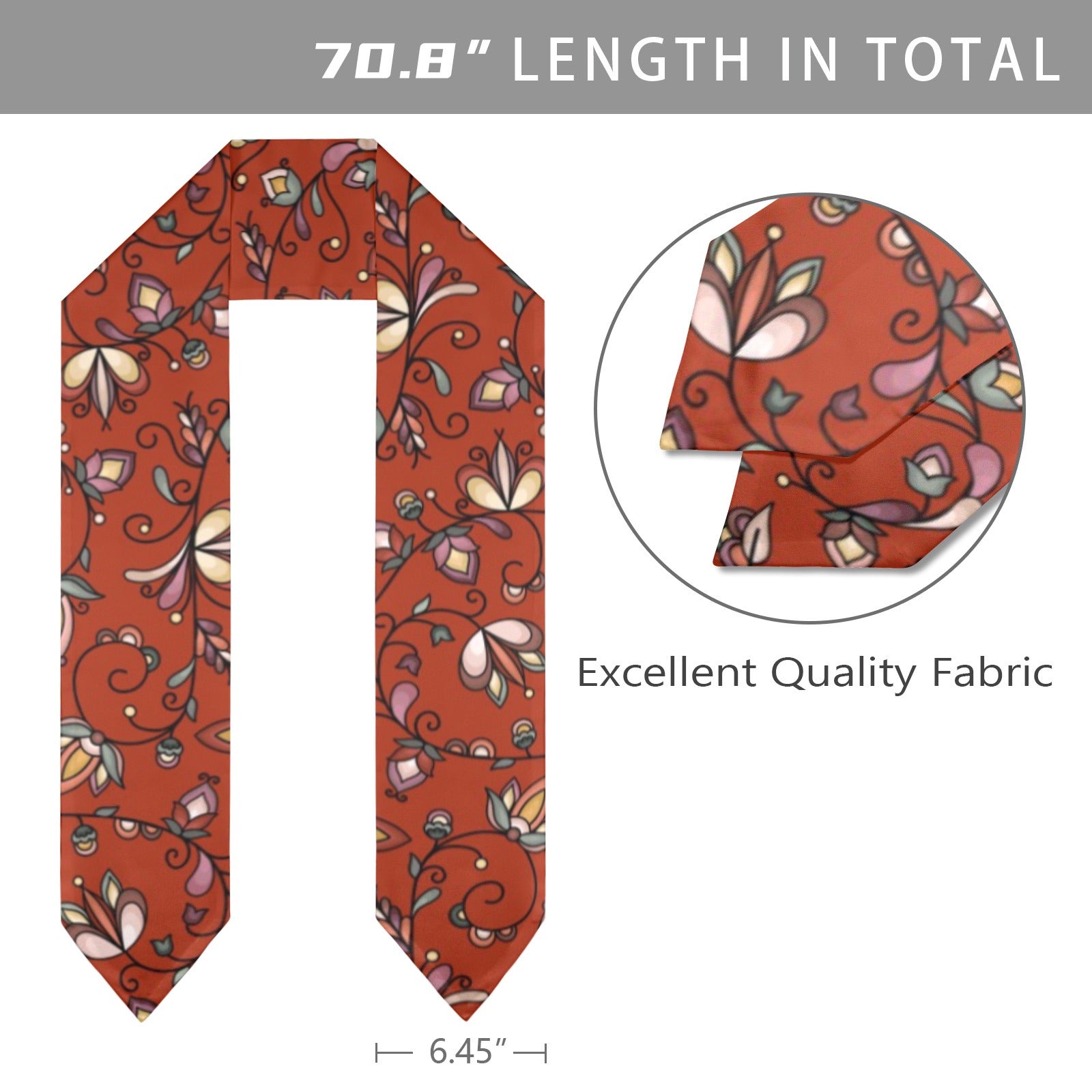 Burnt Sky Petals Red Graduation Stole