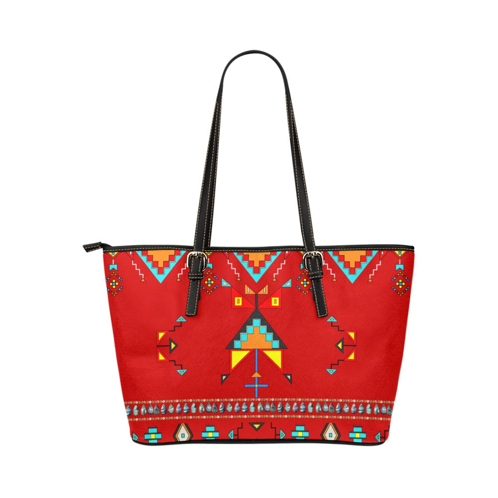 Sentinel of the Plains Red Leather Tote Bag/Large