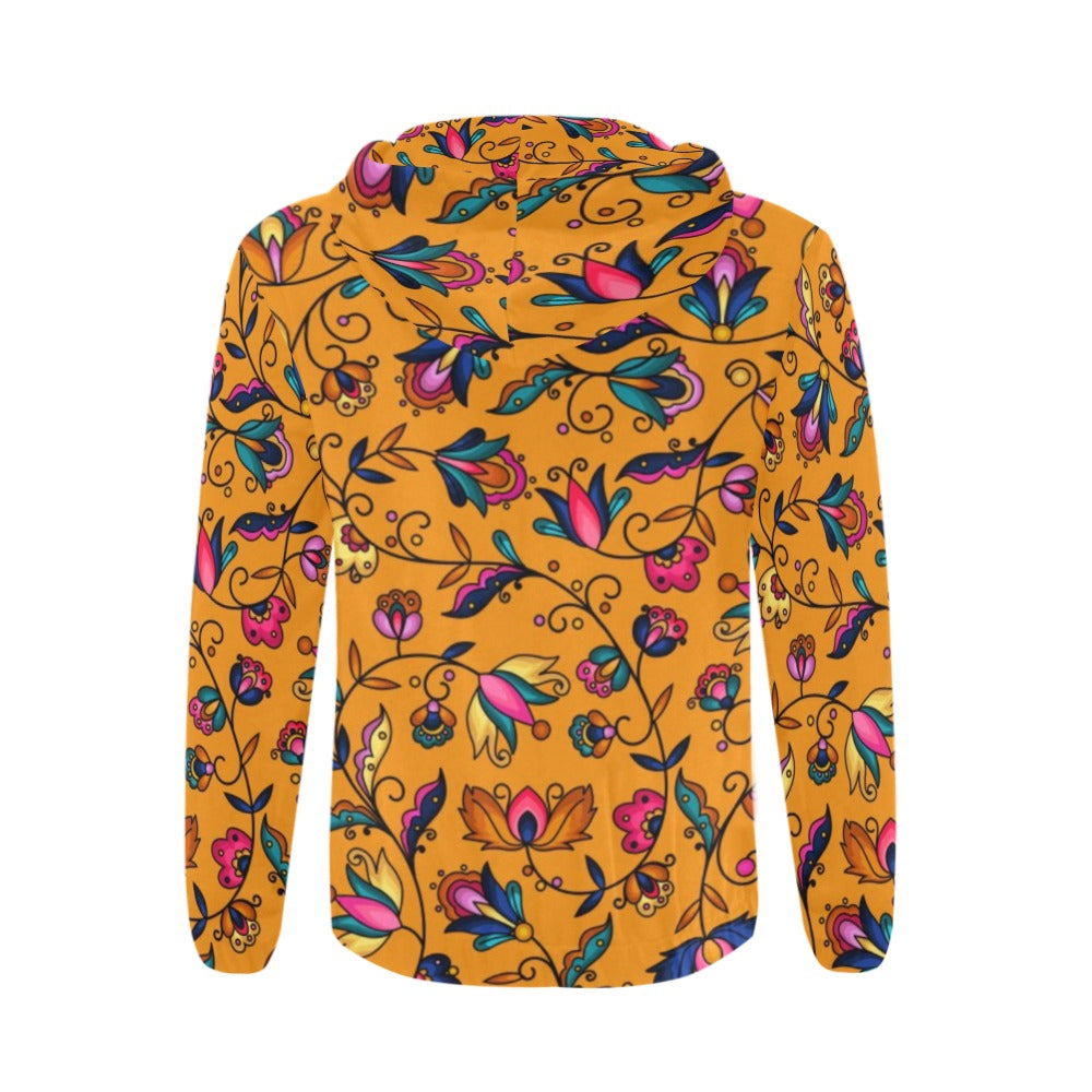 Copper Prairie Petals Orange Men's Zipper Hoodie