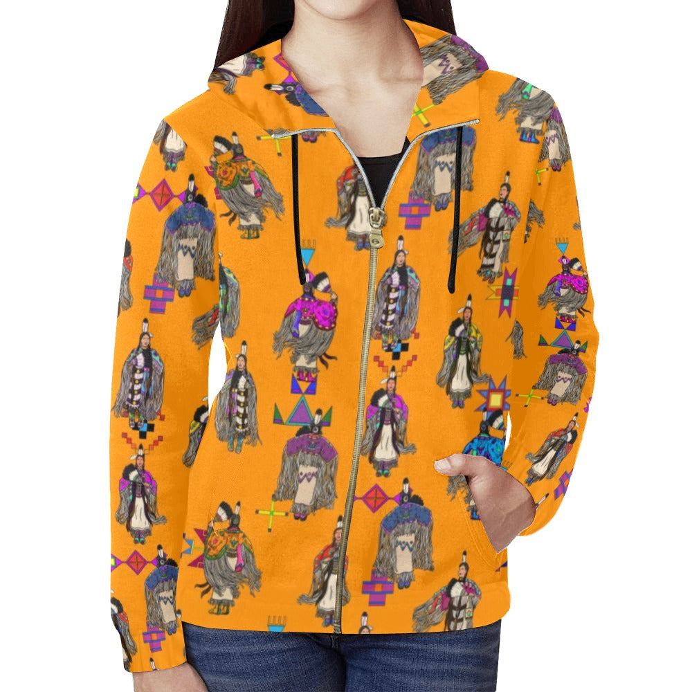Women's Tradish Dancers Orange Full Zip Hoodie for Women