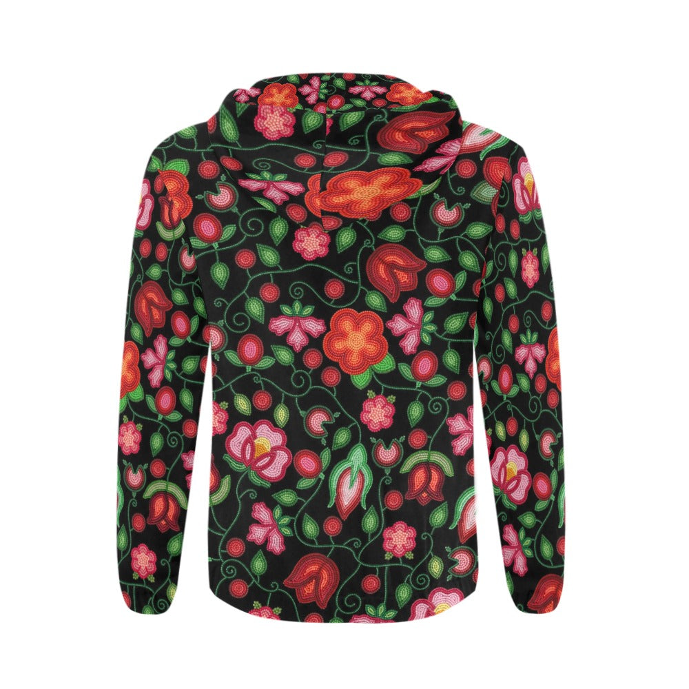 Rose Reverie Black Men's Zipper Hoodie