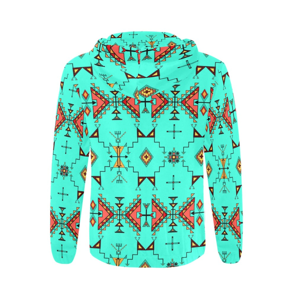 Thunder Flight Turquoise Men's Zipper Hoodie