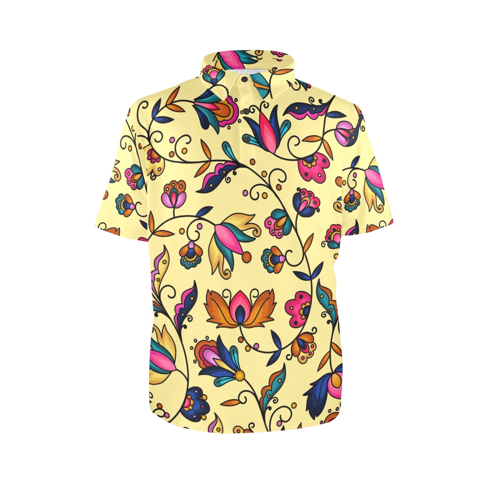 Copper Prairie Petals Yellow Polo Shirt