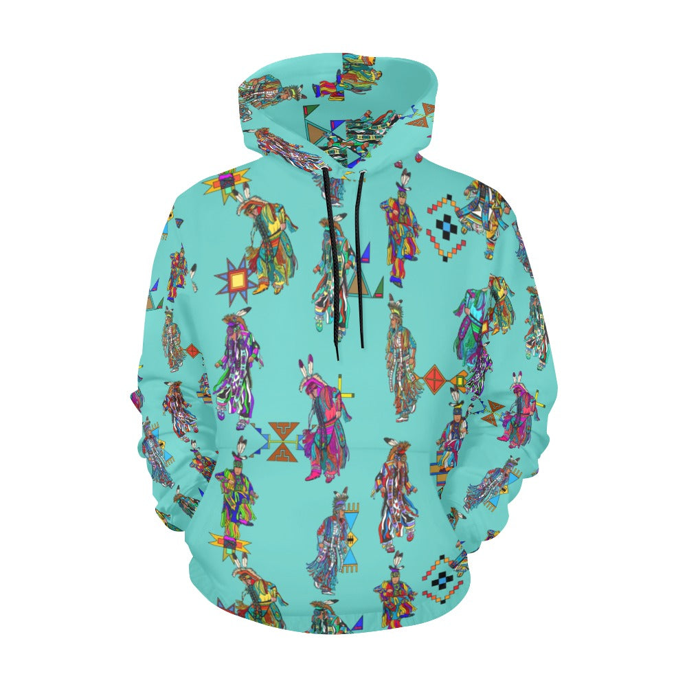 Men's Grass Dancers Eggshell Blue Hoodie for Women (USA Size)