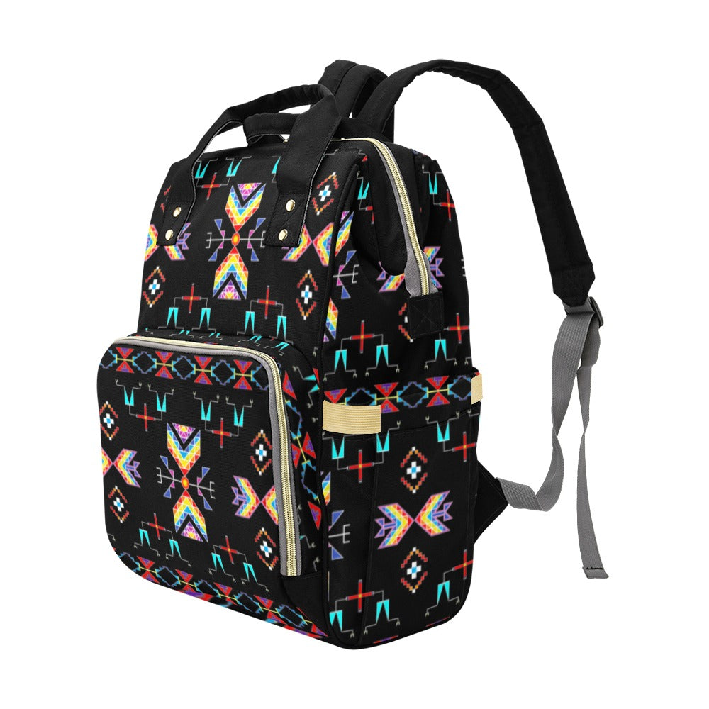 Rainy Chief Rainbow Black Multi-Function Diaper Backpack/Diaper Bag