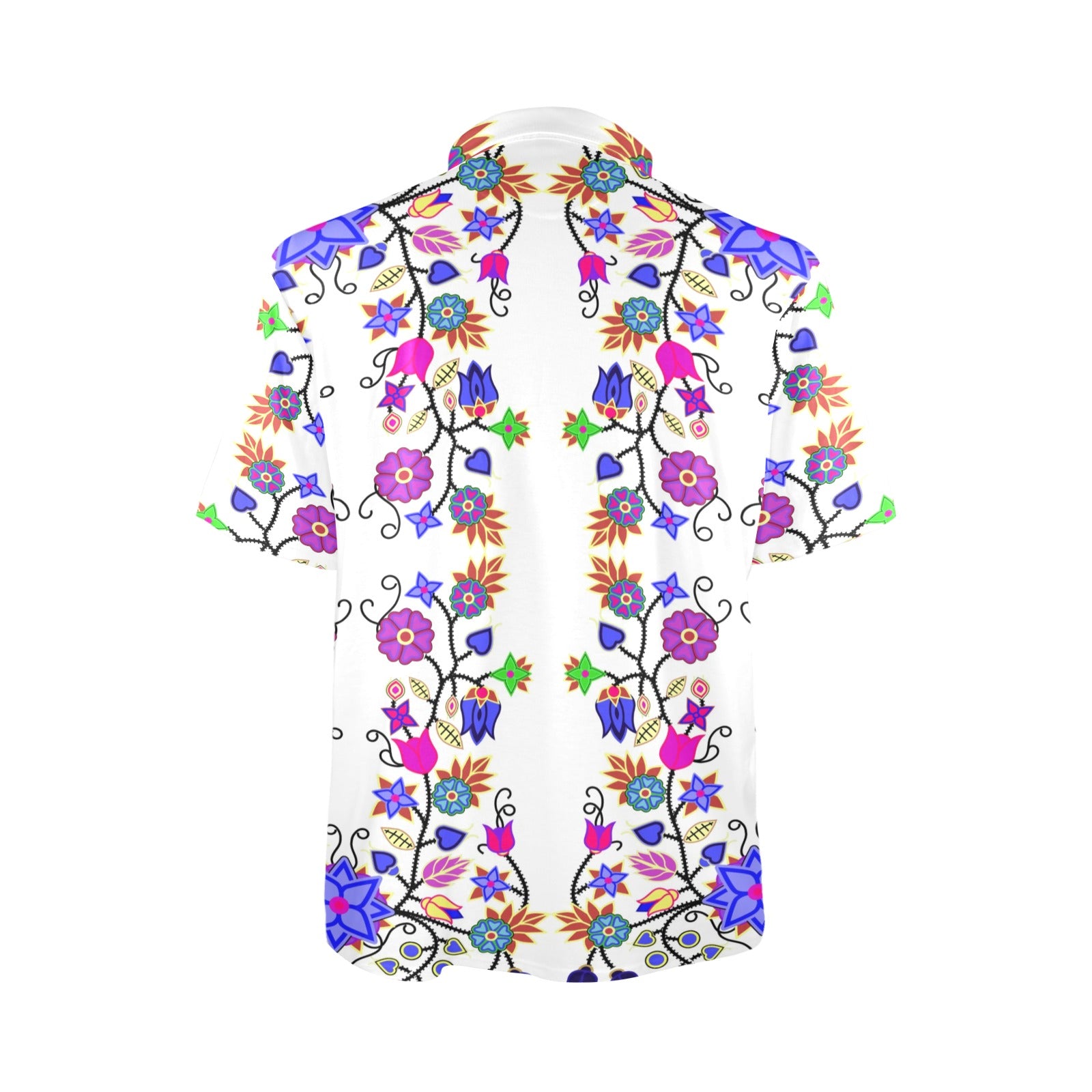Floral Beadwork Seven Clans White Polo Shirt