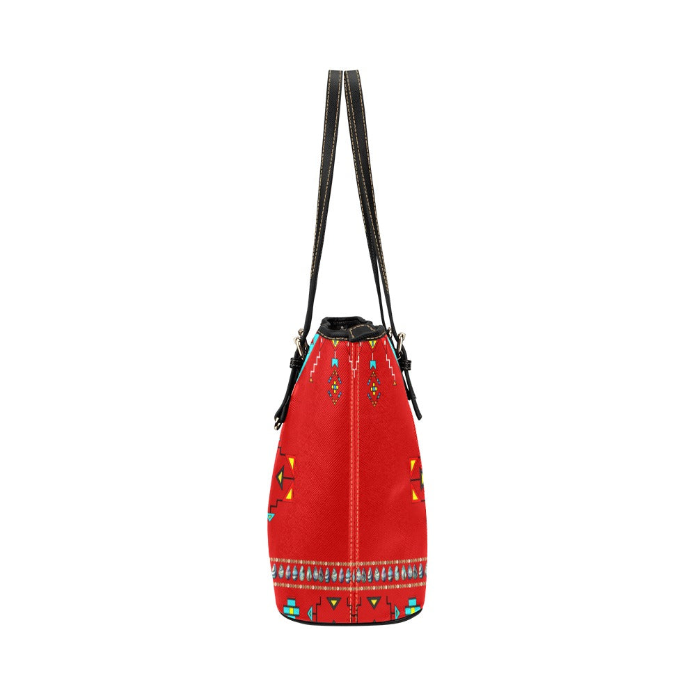 Sentinel of the Plains Red Leather Tote Bag/Large
