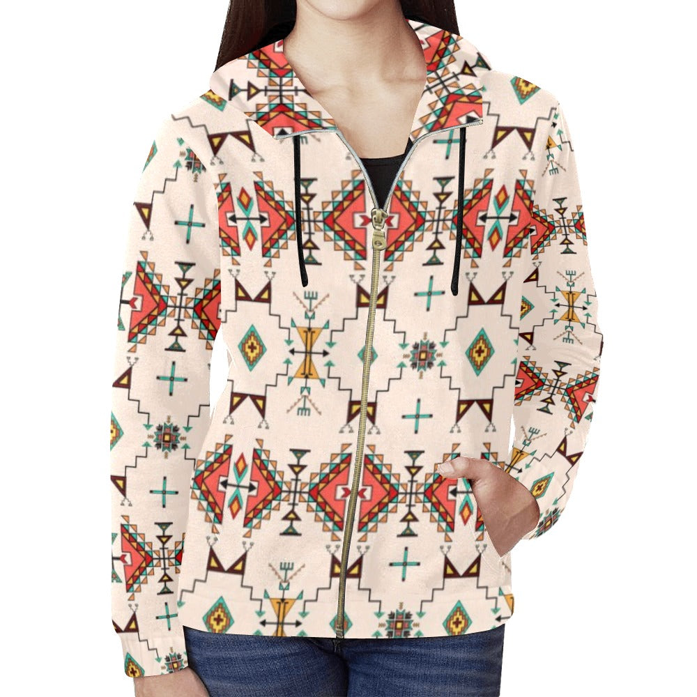 Thunder Flight Cream Full Zip Hoodie for Women