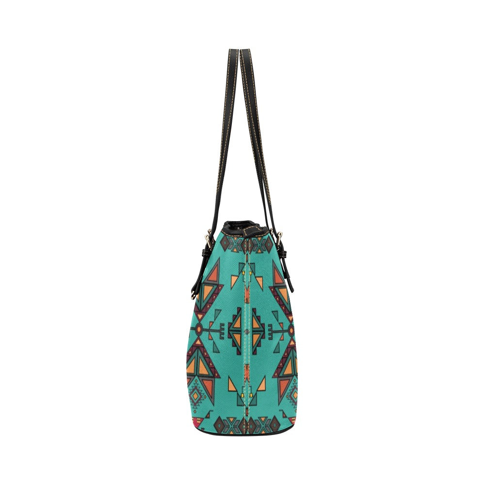 Arrow dawn Turquoise Leather Tote Bag/Large