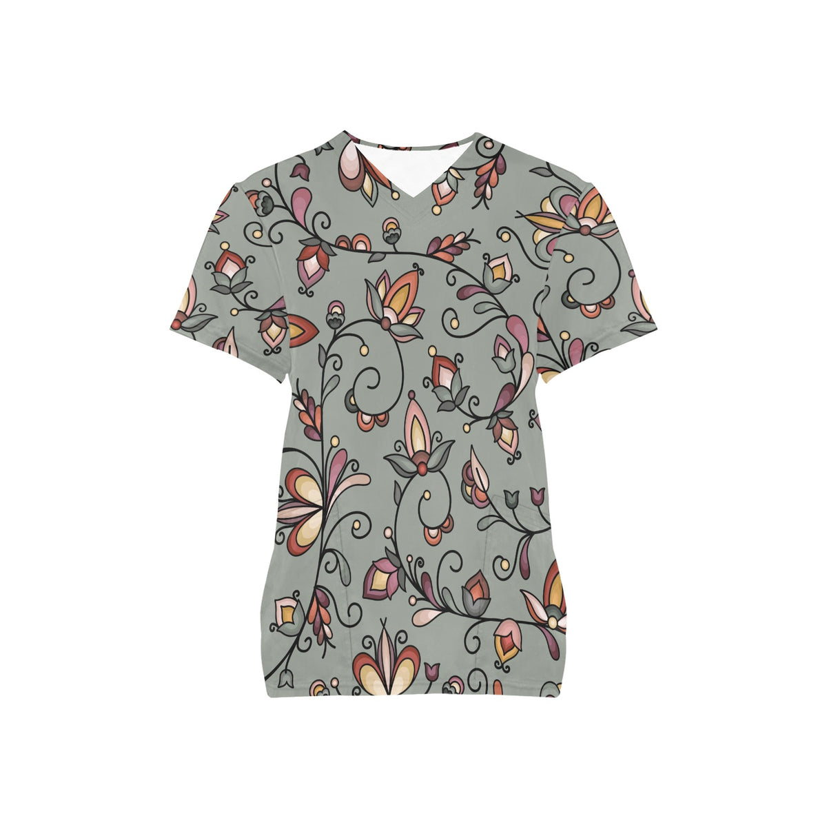 Burnt Sky Petals Green Scrub Top
