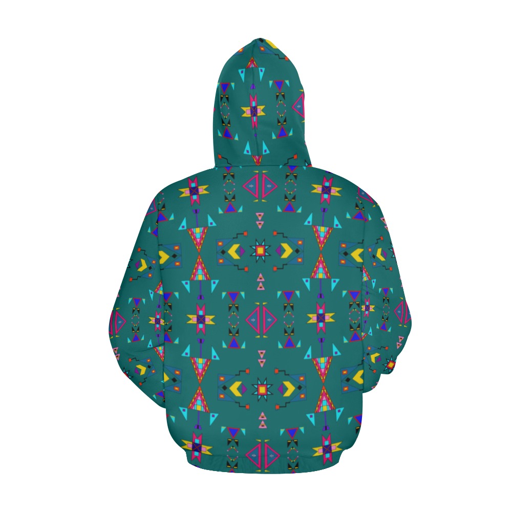 Enemy Territory Teal Hoodie for Women (USA Size)
