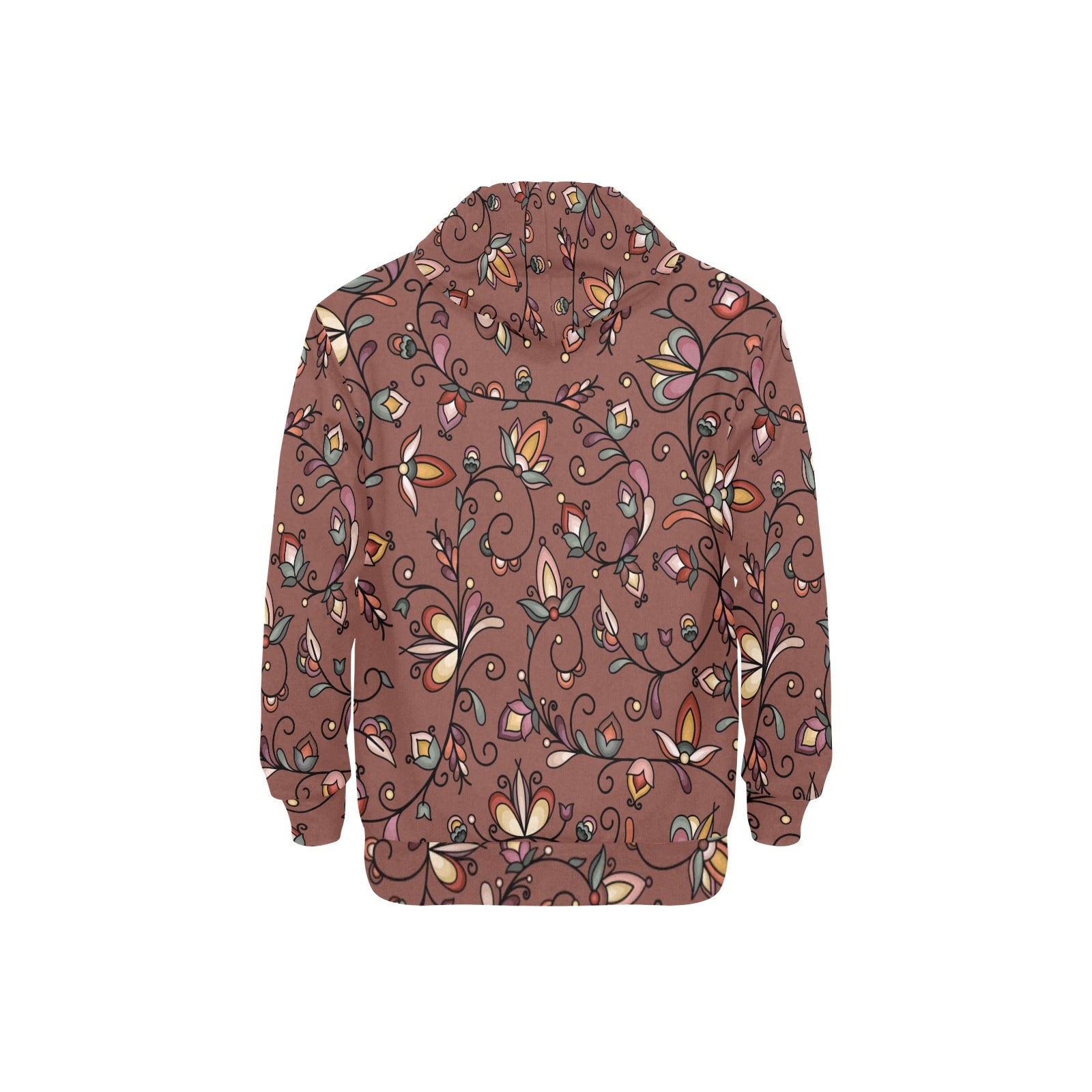 Burnt Sky Petals Brown Men's Long Sleeve Fleece Hoodie