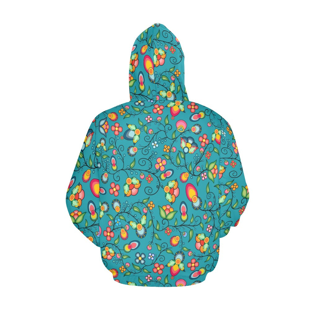 Floral Bounty Teal Hoodie for Men (USA Size)