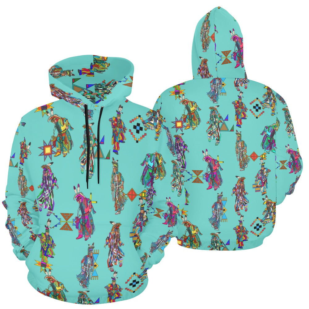 Men's Grass Dancers Eggshell Blue Hoodie for Women (USA Size)