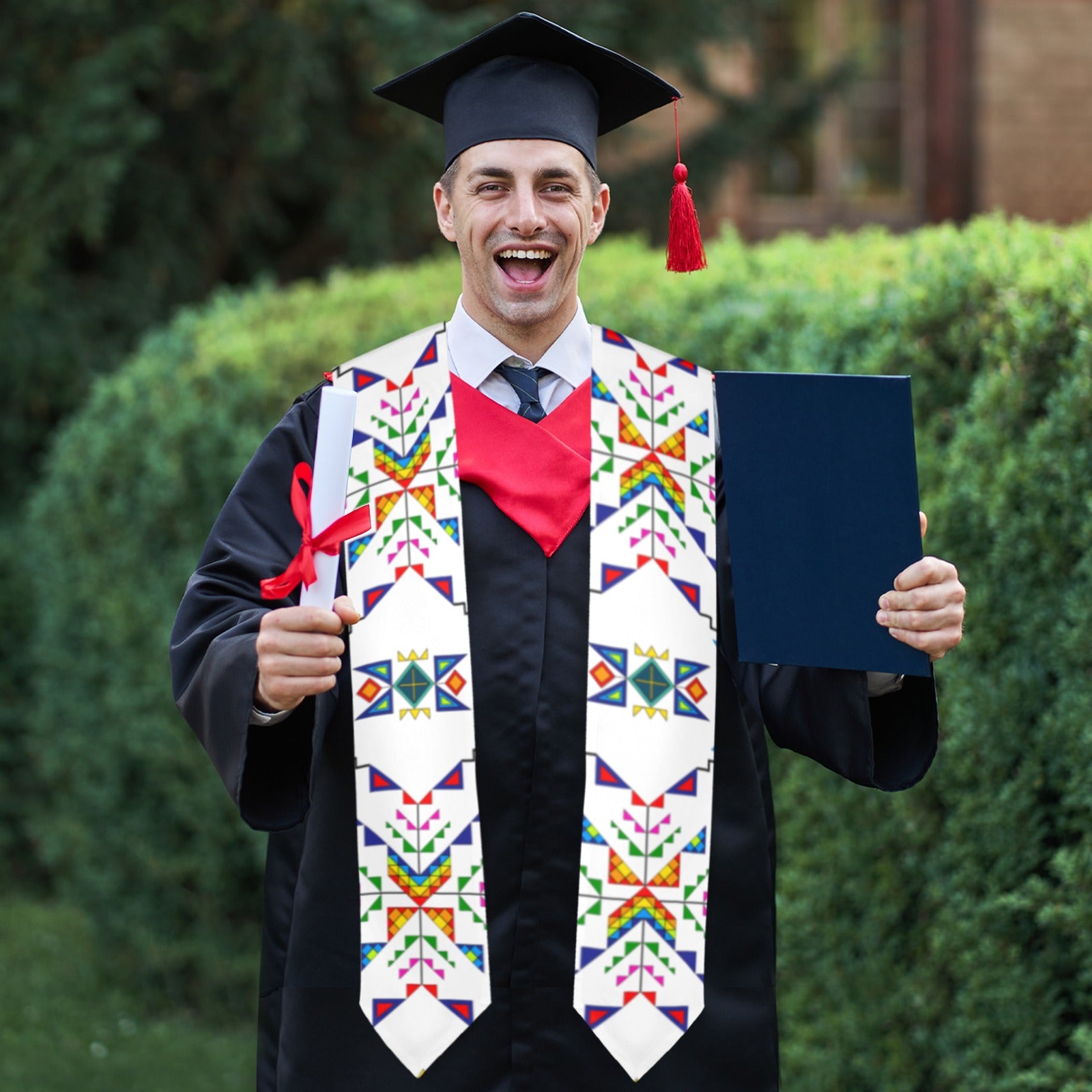 Buffalo Jump White Graduation Stole