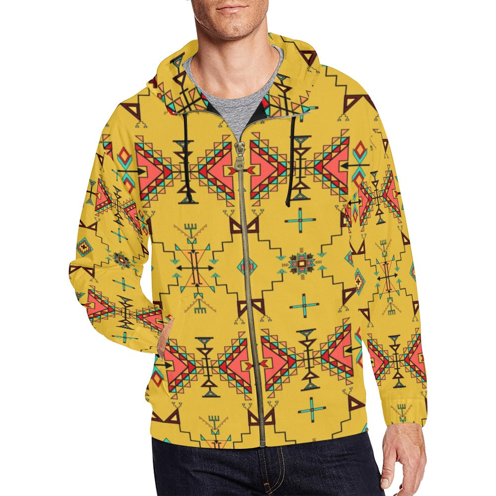Thunder Flight Yellow Men's Zipper Hoodie