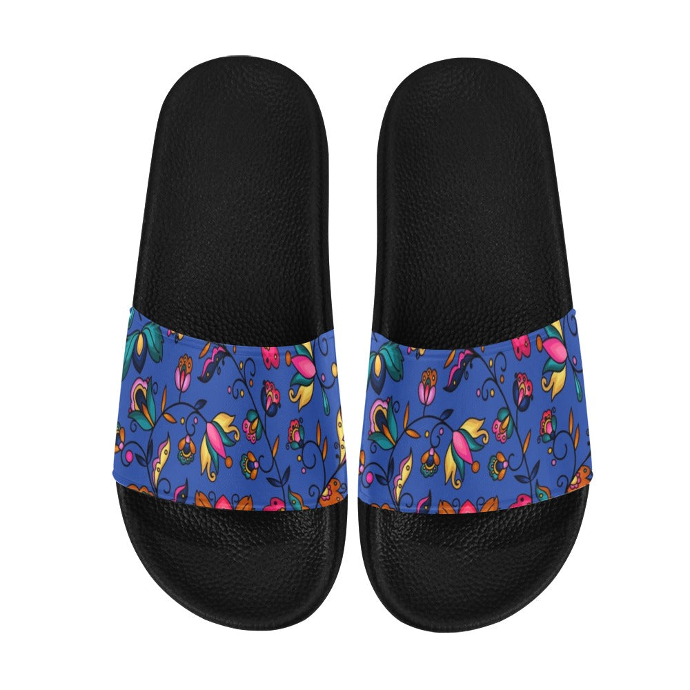 Copper Prairie Petals Blue Women's Slide Sandals