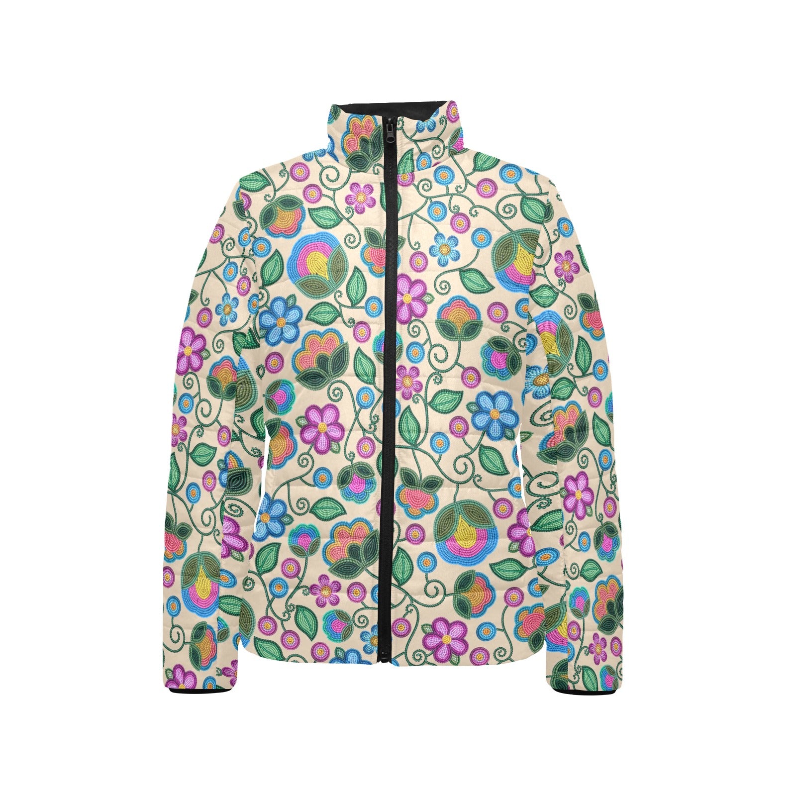 Turquoise Sunbeam Cream Women's Stand Collar Padded Jacket