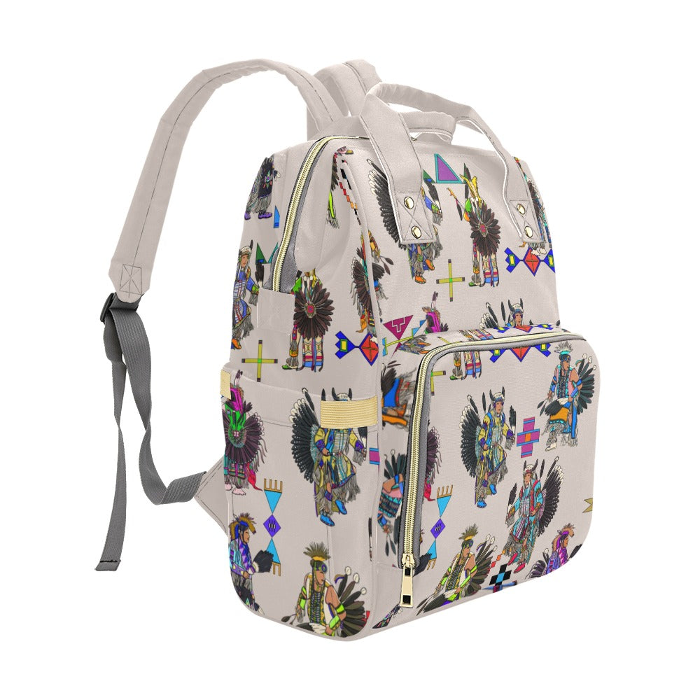 Men's Tradish Dancers Muslin White Multi-Function Diaper Backpack/Diaper Bag