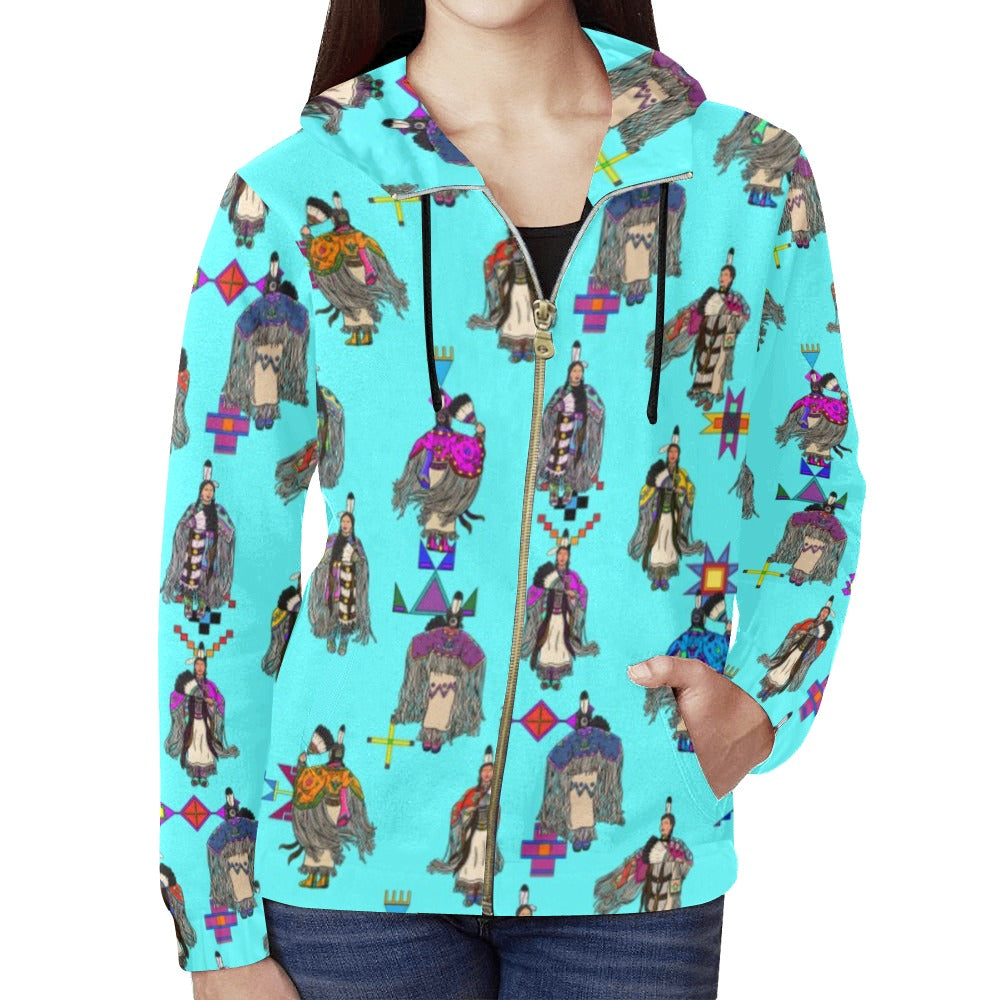 Women's Tradish Dancers Turquoise Full Zip Hoodie for Women