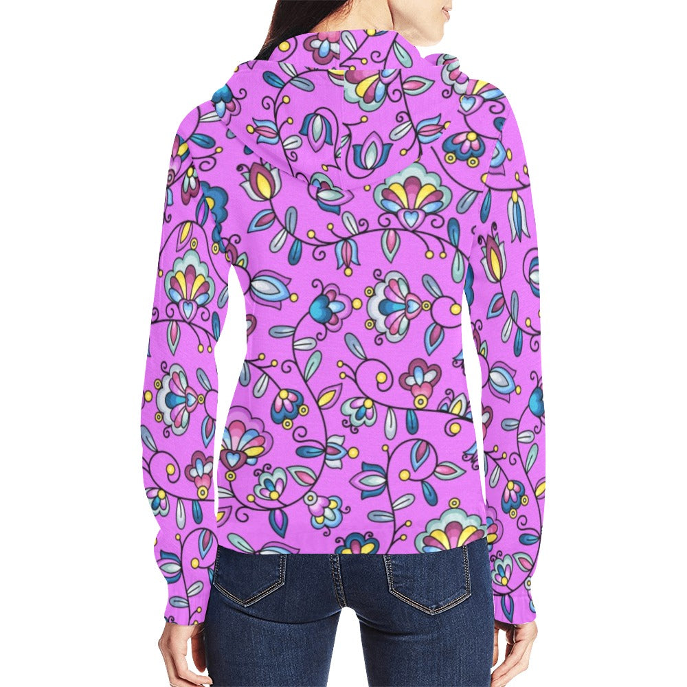 Autumn Bundle Blessing Purple Full Zip Hoodie for Women