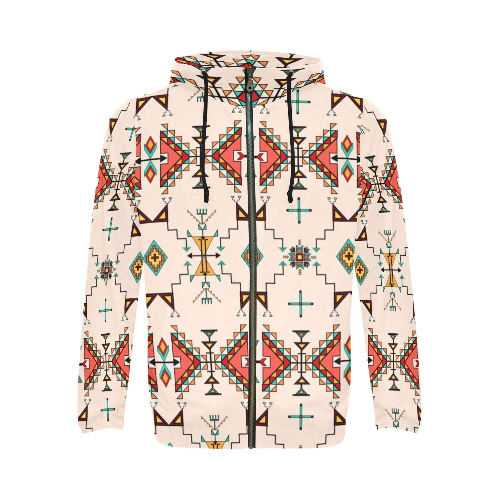 Thunder Flight Cream Men's Zipper Hoodie